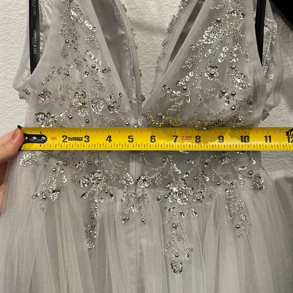 Elegant Silver Embellished Evening Gown - Picture 10 of 16